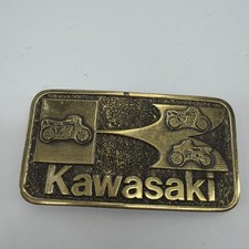 Vintage 1970s Kawasaki Brass Belt Buckle