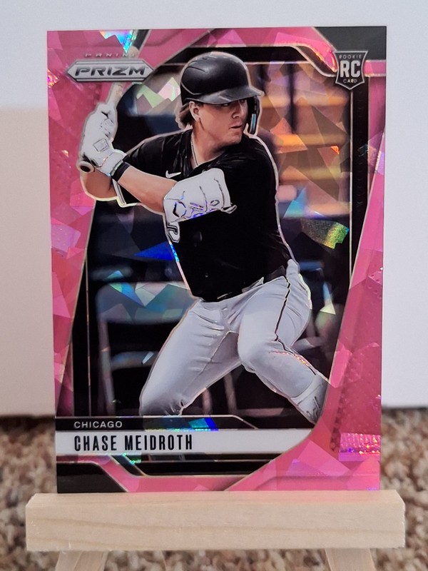 2025 Panini Prizm #13 Chase Meidroth Pink Ice Prizm- Rookie Chicago White Sox