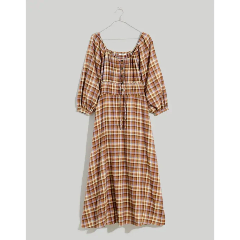 Madewell 纱布 Sophia Midi 连衣裙格子 - 尺寸 S - 138 美元 — 第 4/4 张图片