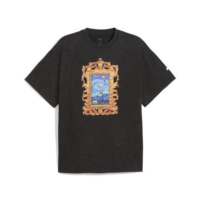 PUMA Dunked In Florals Ii Graphic Crew Neck Short Sleeve T-Shirt Mens Black Casu