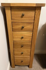 Brown Wooden Narrow Chest of 6 Drawers with 47 W/44D Chunky Top. Good Condition