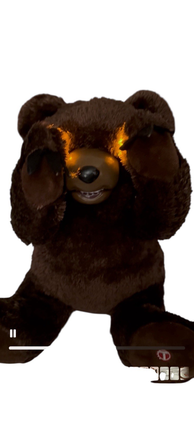 Peek-A-Boo Animated Scary Bear Halloween Sounds Sings Plush Horror Tekky Toys