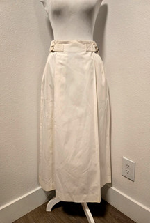 GONNA anni 80 RALPH LAUREN AVORIO COTONE VITA CINCH TABS LUNGHEZZA MEDIA TG 8