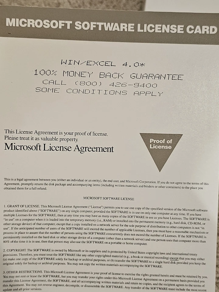 Microsoft Excel For Windows Software Version 4.0 1992 Box Set Sealed Disks - Image 4 of 4