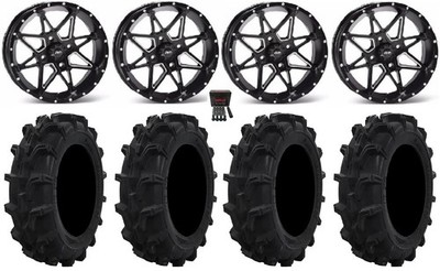 ITP Tornado 14'' Wheels Bk 27'' Mud XC Tires Honda Pioneer 1K / Talon