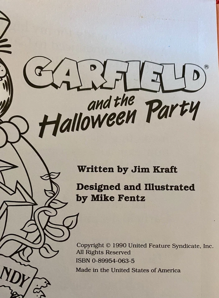 Vintage GARFIELD and the Halloween Party Book with 12 Collector Stickers 1990 Foto 4 de 4