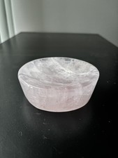 4” 561g Pretty A+ SolidRose Quartz Round Bowl Crystal Jewelry Holder Soap Dish 