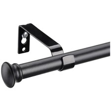 Black Curtain Rods for Windows 28 to 48 Inch, 5/8 Inch Small Decorative Matte Bl