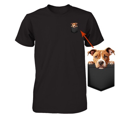 Funny American Pit Bull Terrier Puppy Dog In Pocket Tshirt Gift For Dog Mom Dad