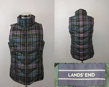 Lands End Down Vest Women's Small Plaid Multicolored #Z4355