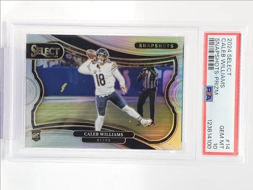 CALEB WILLIAMS 2024 SELECT SNAPSHOTS ROOKIE SILVER PRIZM BEARS RC PSA 10 Q0004