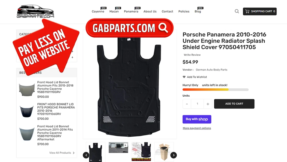 Porsche Panamera 2010-2016 Under Engine Radiator Splash Shield Cover 97050411705 - Image 3 of 4