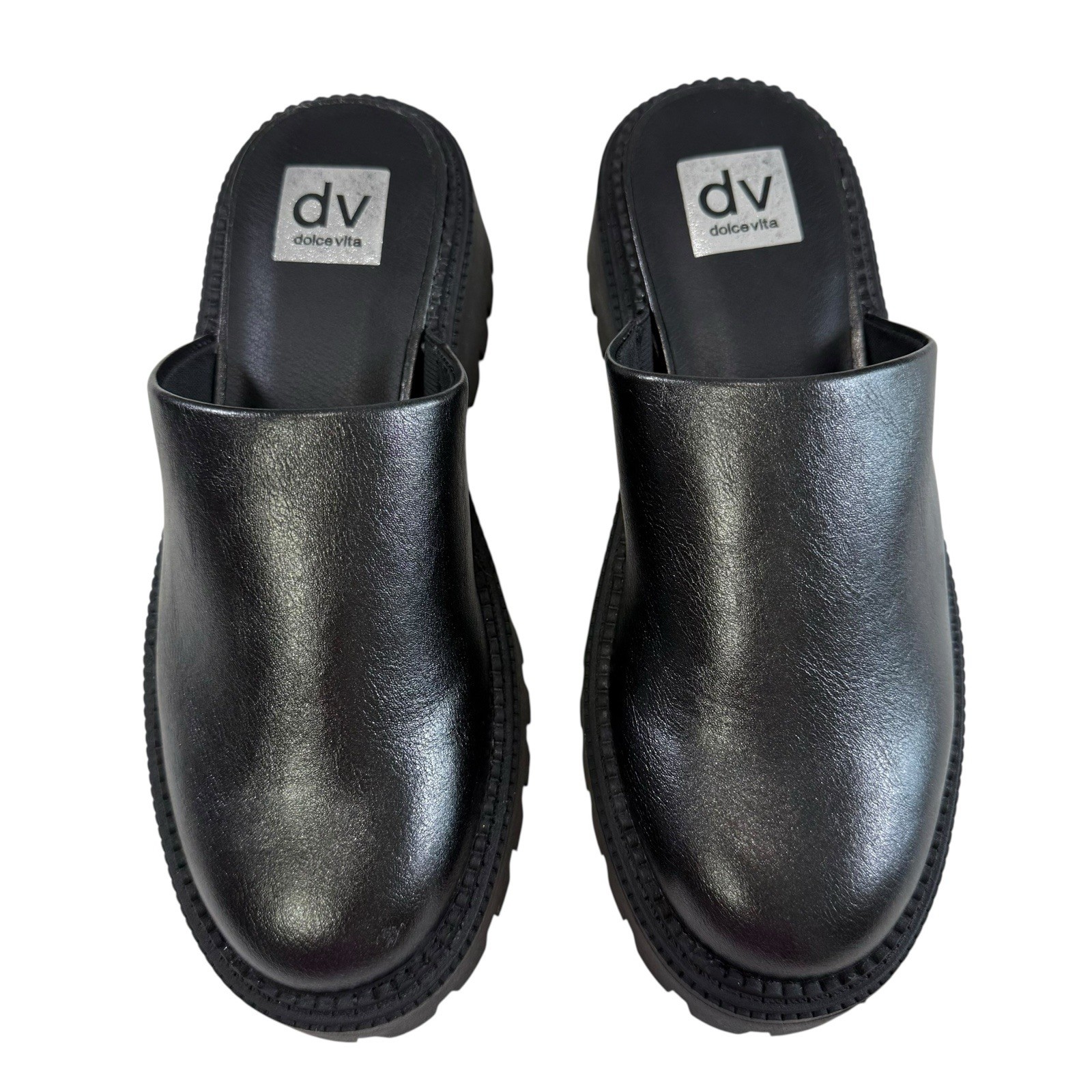 SAOLA Zoccoli DV by Dolce Vita Lexy Lug Sole Mule Nero Lucido Donna Taglia 7M