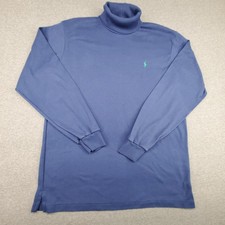 Vintage Polo Ralph Lauren Shirt Mens Large Navy Blue Turtleneck Made in USA 90s