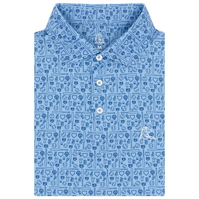 Rhoback Pauly Mont Performance Polo Clear Blue Shoal Mens Golf Stretch Fit