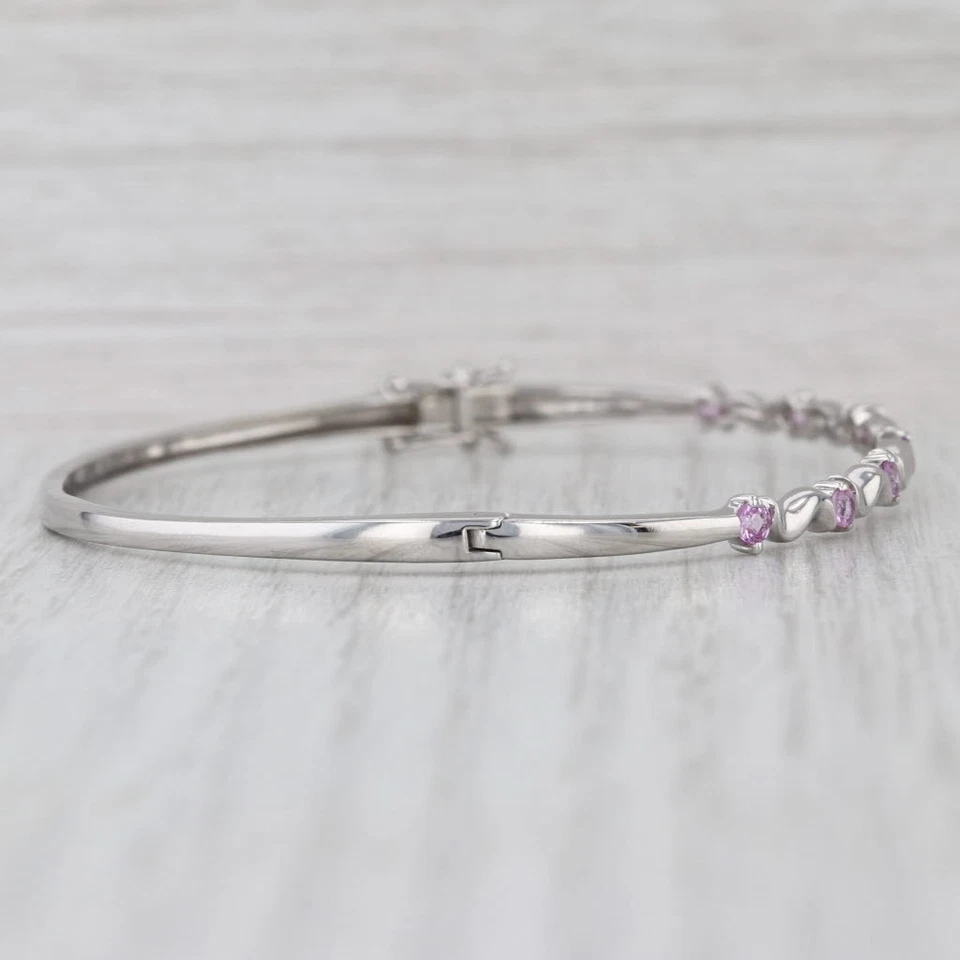 Brazalete Brazalete Zafiro Rosa 0.50ctw Oro Blanco 14k 6.75" Foto 4 de 4