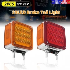 2x Amber/Red LED Dual Face Semi Truck Fender Side Marker Light Turn Signal IP65