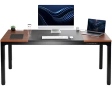 VIVO Electric 71” x 30” Standing Desk, Black & Dark Walnut Top, Black Frame
