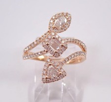 Anello vera moissanite 4 ct taglio marqusie fantasia unica 3 pietre placcato oro rosa 14 carati