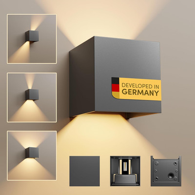 Scandinavian Home LED Wandleuchte Aussen & Innen I Helligkeit Einstellbar I IP65