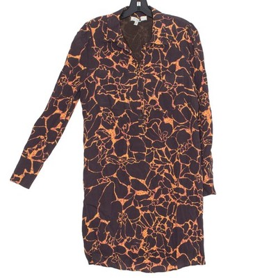 Habitual Dress S Brown Orange Abstract Boho Artsy Moody Dark Academia Earthy 70s