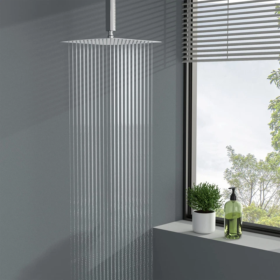 Cabezal de ducha de lluvia de 16 pulgadas cuadrado sólido ultra delgado 304 acero inoxidable poli... Foto 2 de 4