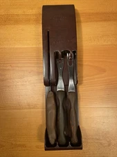 Cutco Set Of Meat Forks And Spreader No. 1026, 1027, 1028 With Hanging Storage