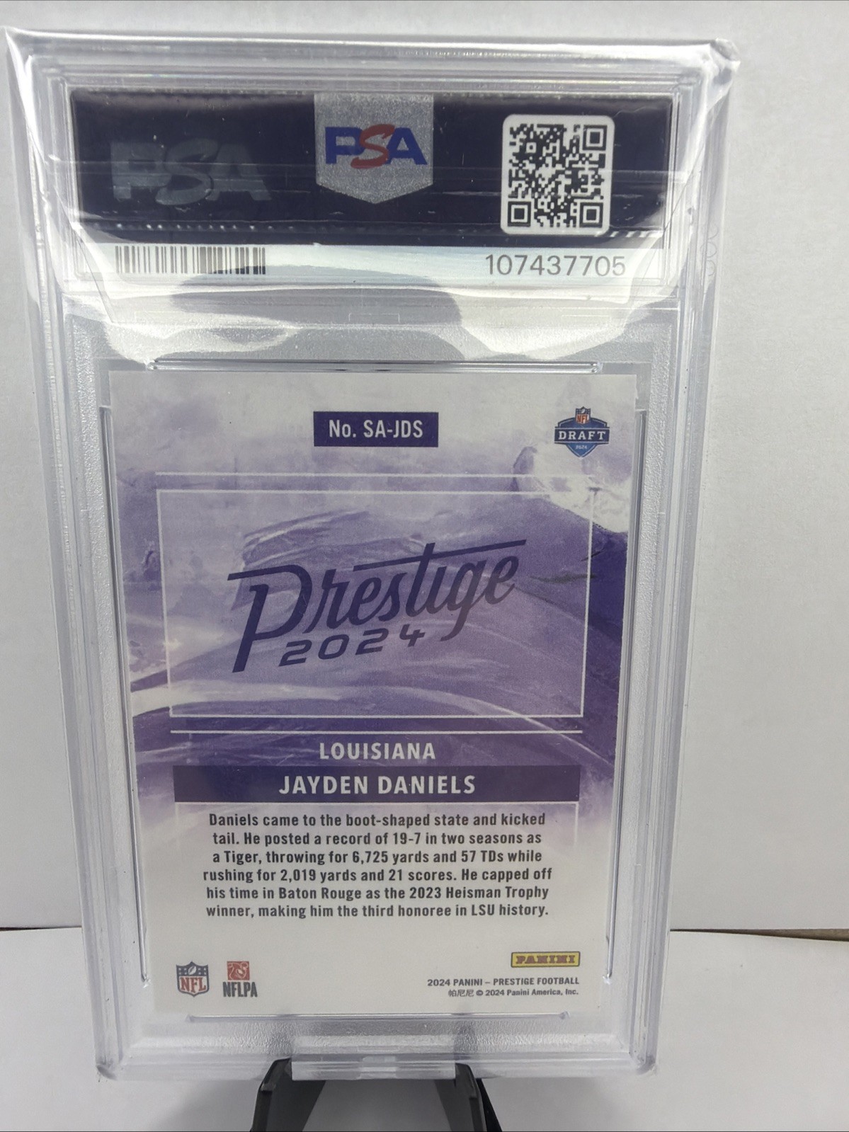 2024 PANINI PRESTIGE STATE OF THE ART #SAJDS JAYDEN DANIELS ROOKIE RC PSA 9 view 2