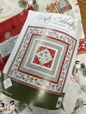 Winter Celebration Quilt Kit Cardinals Sleds Snowflakes (Missing Green Fabric)