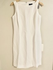 NWT- Ann Taylor White Sleeveless Midi Sheath Dress with Boat Neck Sz 8 MSRP $129