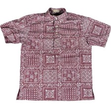 Reyn Spooner Shirt Boys M 10-12 Red Bandana Print 50th Anniversary Aloha Popover