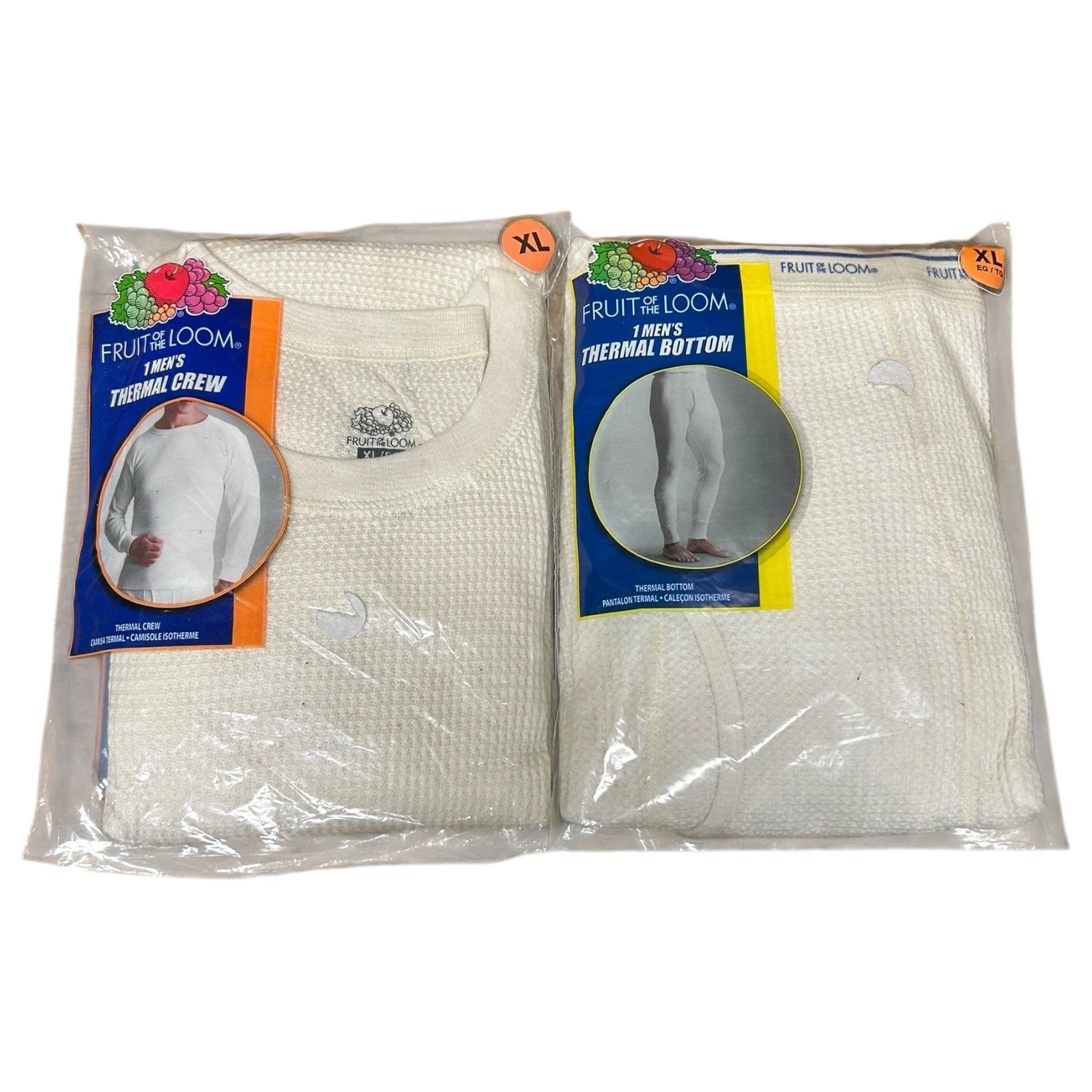 Fruit of the Loom Waffle Thermal Set Mens XL Crew Top & Bottom New Sealed
