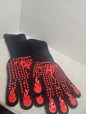 BBQ Gloves, 1472 Degree F Heat Resistant Grilling Gloves Silicone Non-Slip Ov...