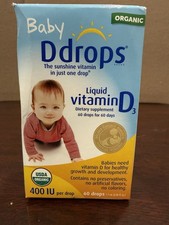 Baby Ddrops Vitamin D3 400 IU Liquid Drops 60 Count Exp 05/2027 Organic