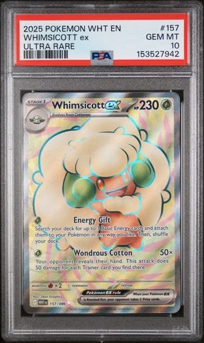 Pokemon Whimsicott ex White Flare #157 Graded Card PSA 10