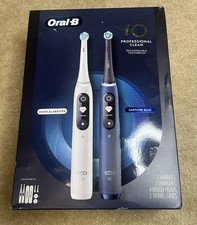 Oral-B iO Series 7 Electric Toothbrush, Sapphire Blue White Alabaster, 2 Pack