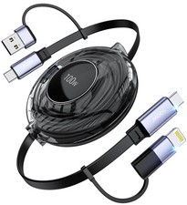 Retractable USB-C Cable 100W 4-in-1 Multi Charging Cable for All Devices