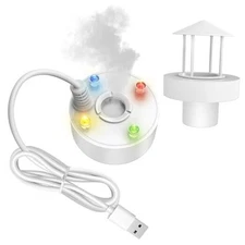Mini Fountain Mister with 4 LED Lights, Indoor/Outdoor Fogger, Halloween White