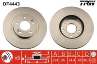 2X Trw Bremsscheibe DF4443 FüR Hyundai Santa FÉ Sm 1 Suv Crdi 4X4 Allrad 16V