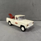 Vintage 1960 Tonka White & Red Metal Mini Jeep Pickup Wrecker Tow Truck 9”