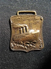 Vintage STEAM SHIP  *** WATCH FOB **    1930s   stamped Brass