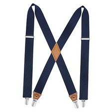 Suspenders for Men X-Back 1.4" Adjustable Elastic Suspender A1-navy Blue