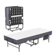 Upgrade Portable Folding Bed with 5" Memory Foam Mattress Rollaway Cot Guest Bed