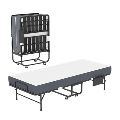 Upgrade Portable Folding Bed with 5'' Memory Foam Mattress Rollaway Cot Guest Bed