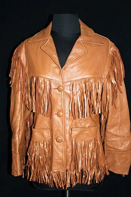 Vintage 597mS Braunes Hirschleder Western Fransen Jacke Größe 36+ - Bild 1 von 4