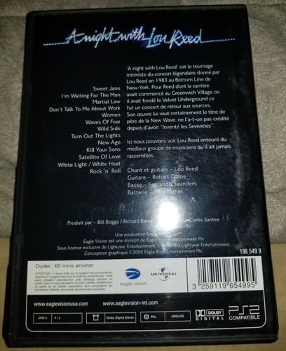 LOU REED A Night with Lou Reed (DVD,📀 1982) Live In Concert Eaglevision :60m - Picture 5 of 6