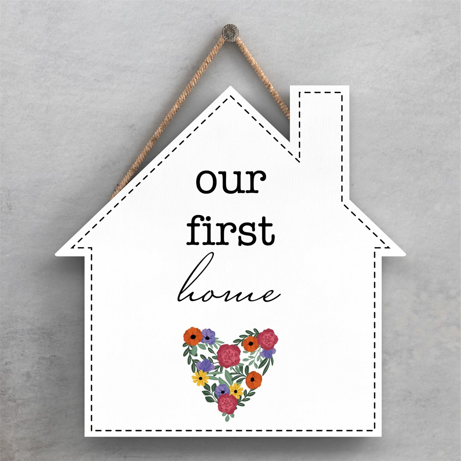 OUR FIRST HOME SPRING MEADOW THEME WOODEN HANGING PLAQUE