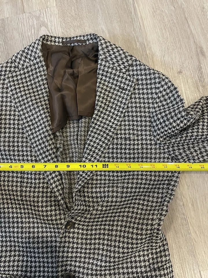 Brilla per il gusto Houndstooth Blazer Sport Coat Jacket Linen Feel Half Lined - Image 3 of 4