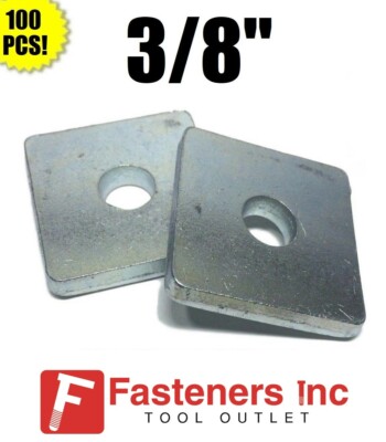 (QTY 100) 3/8'' X 1-5/8'' X 1-5/8'' Square Washers for Unistrut Channel #4601 P1063
