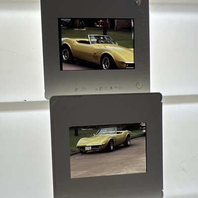 Photos 1983 Yellow Corvette Stingray Convertible Photograph 35mm Slide 